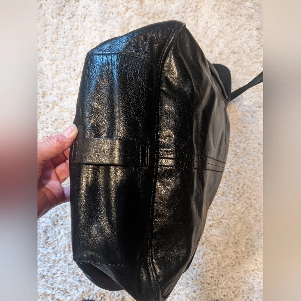 Francesco Biasia Black Leather Purse Hobo Bag Tote